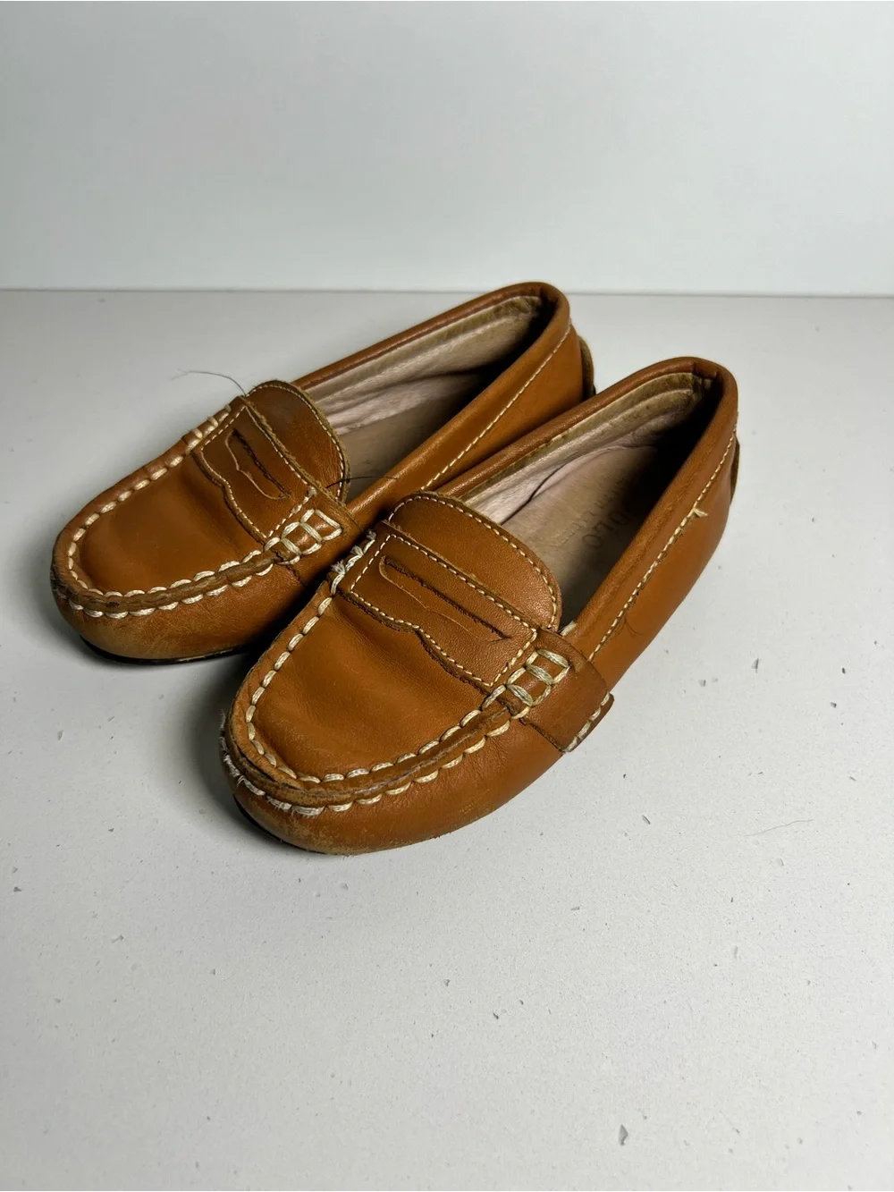 Polo Ralph Lauren Kids Size 9 Brown Leather Driving Loafers Moccasins